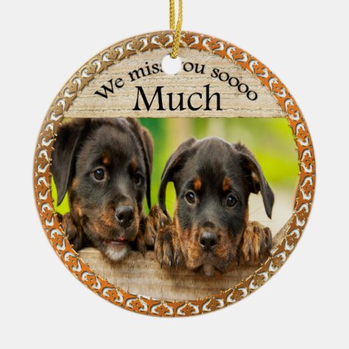 Black Rottweiler cute puppy dogs with sad faces Ceramic Ornament
