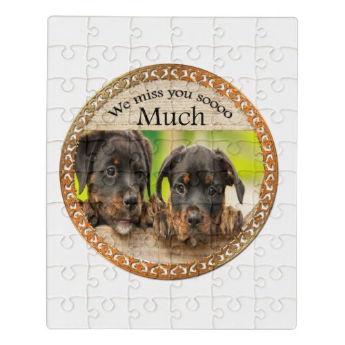 Black Rottweiler cute puppy dogs with sad faces Jigsaw Puzzle