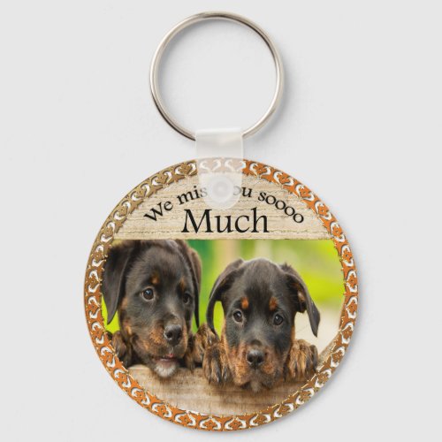 Black Rottweiler cute puppy dogs with sad faces Keychain