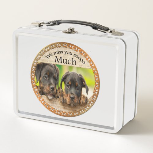 Black Rottweiler cute puppy dogs with sad faces Metal Lunch Box