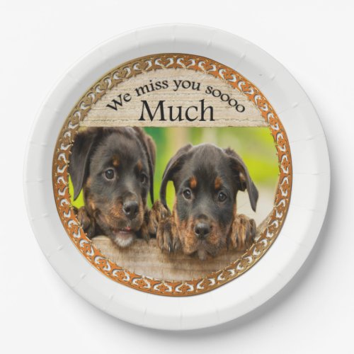 Black Rottweiler cute puppy dogs with sad faces Paper Plates