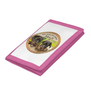 Black Rottweiler cute puppy dogs with sad faces Tri-fold Wallet