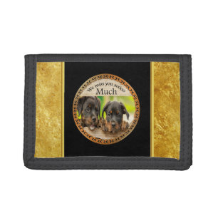 Black Rottweiler cute puppy dogs with sad faces Tri-fold Wallet