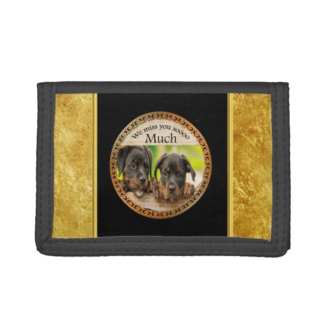 Black Rottweiler cute puppy dogs with sad faces Tri-fold Wallet (Front)