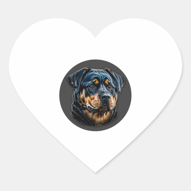 Black Rottweiler Heart Sticker (Front)