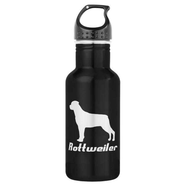 Black Rottweiler Stainless Steel Water Bottle (Front)