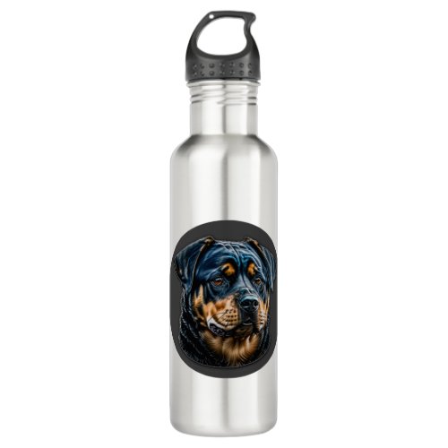 Black Rottweiler Stainless Steel Water Bottle