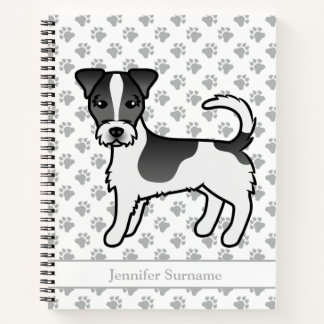 Black Rough Coat Jack Russell Terrier Dog &amp; Name Notebook