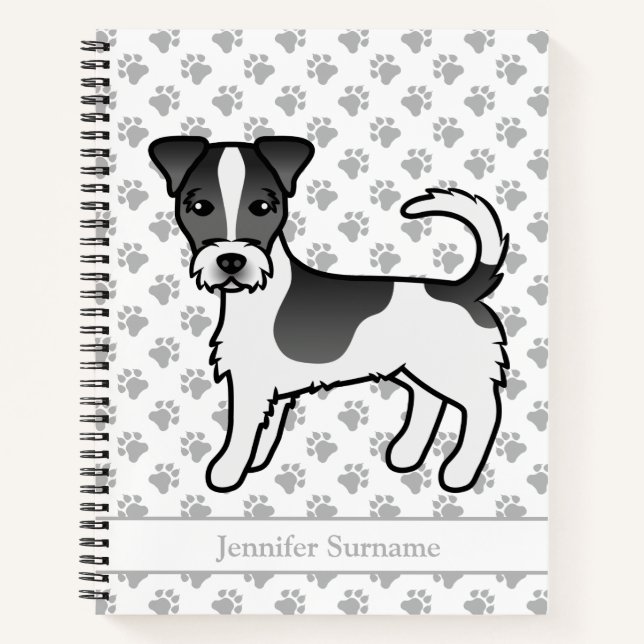 Black Rough Coat Jack Russell Terrier Dog & Name Notebook (Front)