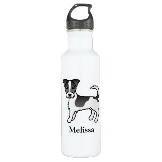 Black Rough Coat Jack Russell Terrier Dog &amp; Name Stainless Steel Water Bottle