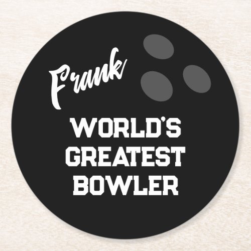 Black round bowling ball custom drink coasters