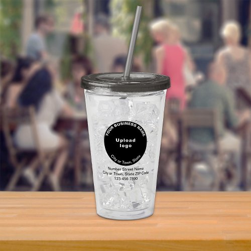 Black Round Business Brand on Acrylic Tumbler