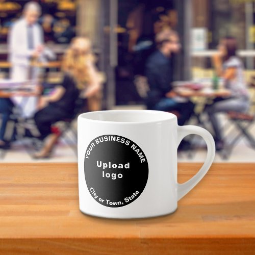 Black Round Business Brand on Espresso Mug