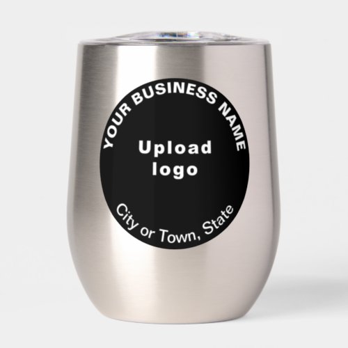 Black Round Business Brand on Stainless Thermal Wine Tumbler