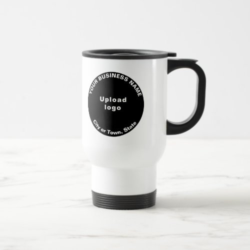 Black Round Business Brand on Travel Mug