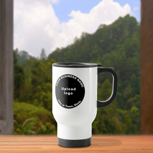 Black Round Business Brand on Travel Mug
