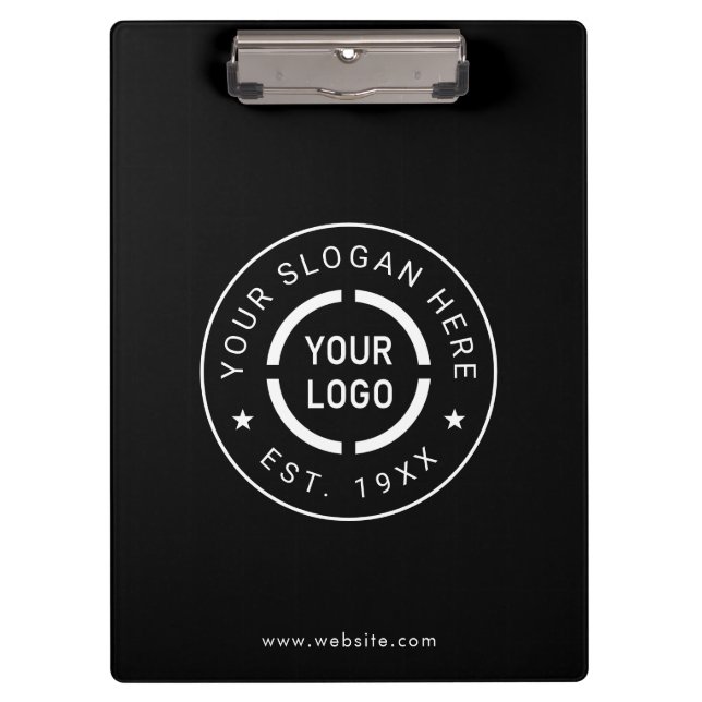 Black Round Custom Logo Business Branded Clipboard (Front)
