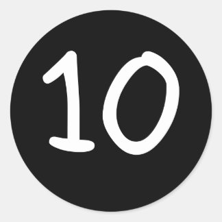 Black Round custom number Sticker