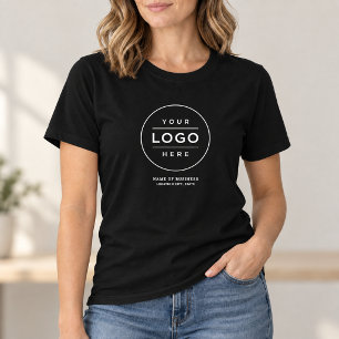 Black Round Logo Business Name Location T-Shirt