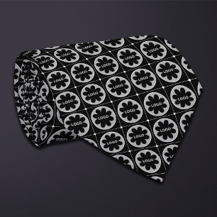 Black Round Logo Pattern Neck Tie