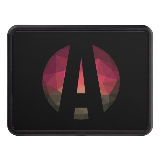 Black round monogram logo design hitch cover (Front)