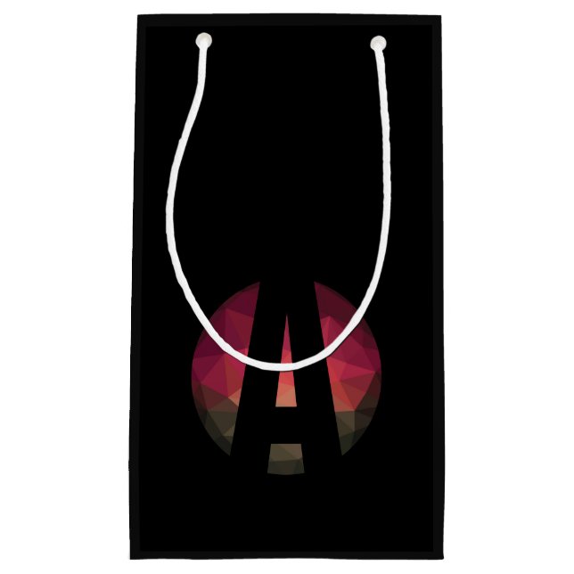 Black round monogram logo design small gift bag (Front)