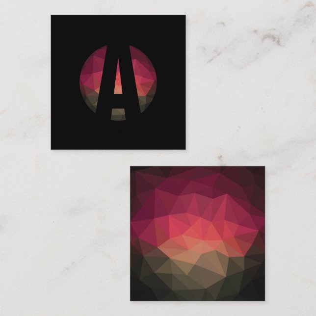 Black round monogram logo design  square business card (Front/Back)