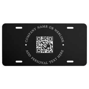 Black Round QR Code Business Budget License Plate