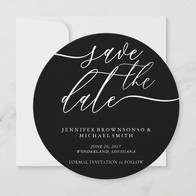 Black Round Save the Date (Front)