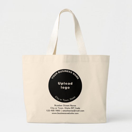 Black Round Shape Business Brand on Jumbo Tote Bag