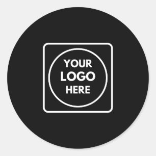 Black Round Sticker   Custom Modern Business Logo 