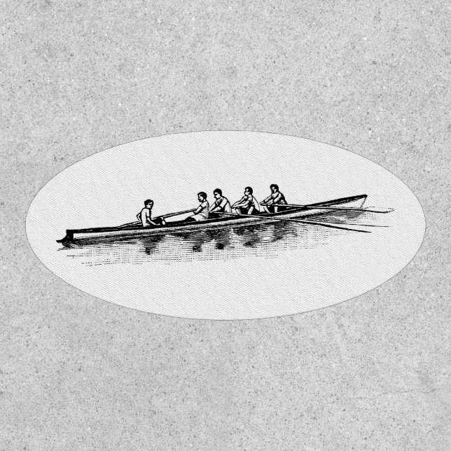 Black Rowing Rowers Crew Team Water Sports Patch (Front)