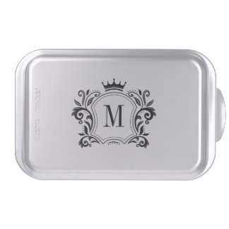 Black Royal Badge Scrolls Crown Custom Monogram Cake Pan