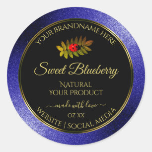 Black Royal Blue Glitter Product Labels Ladybug