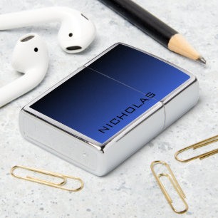 Black Royal Blue Ombre Custom Name Zippo Lighter