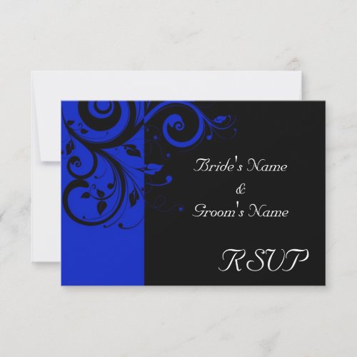 Black/Royal Blue Reverse Swirl Wedding Personalized Announcement