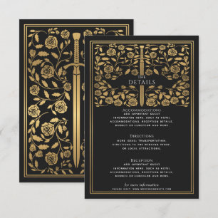 Black Royal Medieval Sword Wedding Details  Enclosure Card