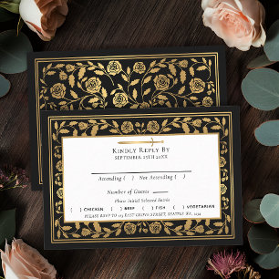 Black Royal Medieval Sword Wedding RSVP Enclosure Card