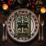 Black Royal Medieval Sword Wedding Table Card<br><div class="desc">Celebrate your special day with this Royal Medieval Sword Wedding design. The design on the back of this card is NOT real gold foil. Items are printed exactly as they appear on your screen. *** HOW TO ORDER *** Please customize and add each table number card to your cart, one...</div>