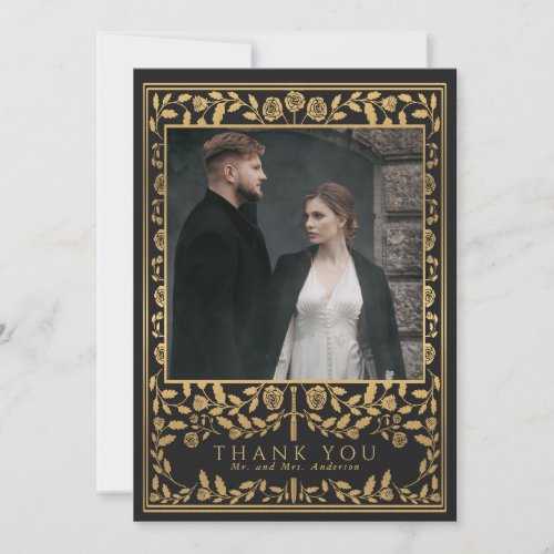 Black Royal Medieval Sword Wedding Thank You Card