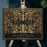 Black Royal Medieval Sword Wedding Welcome Sign at Zazzle
