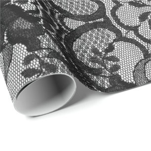 Black Royal Vintage Floral Vintage Lace Wrapping Paper