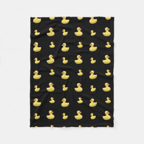 Black rubber duck pattern fleece blanket