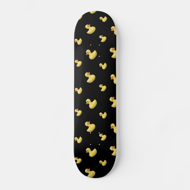 Black rubber duck pattern skateboard deck (Front)
