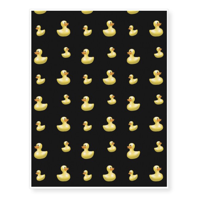 Black rubber duck pattern temporary tattoos (Front)