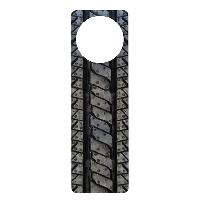 Black Rubber Tire Thread Texture Design Door Hanger (Front)