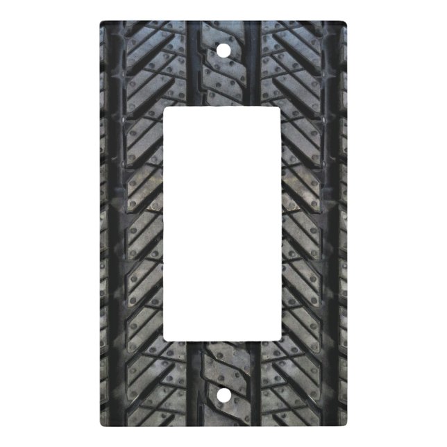 Black Rubber Tire Thread Texture Design Light Switch Cover (Front)