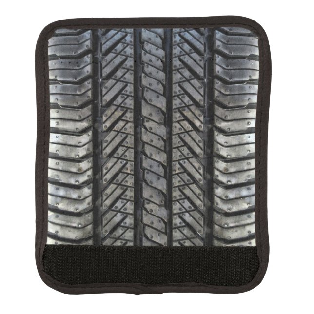 Black Rubber Tire Thread Texture Design Luggage Handle Wrap (Front)