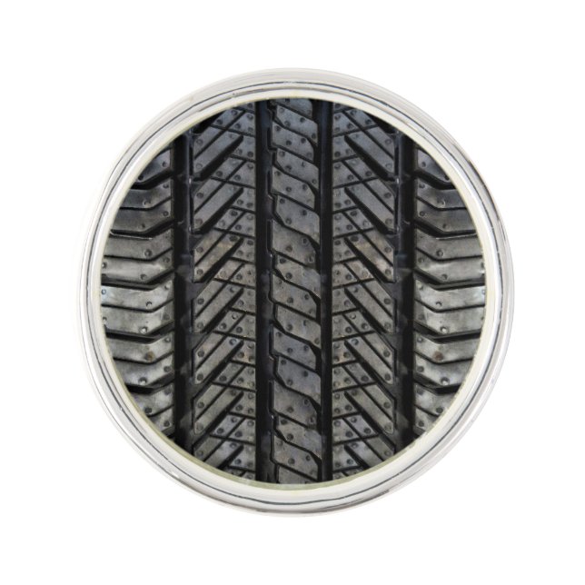Black Rubber Tire Thread Texture Design Pin (Front)
