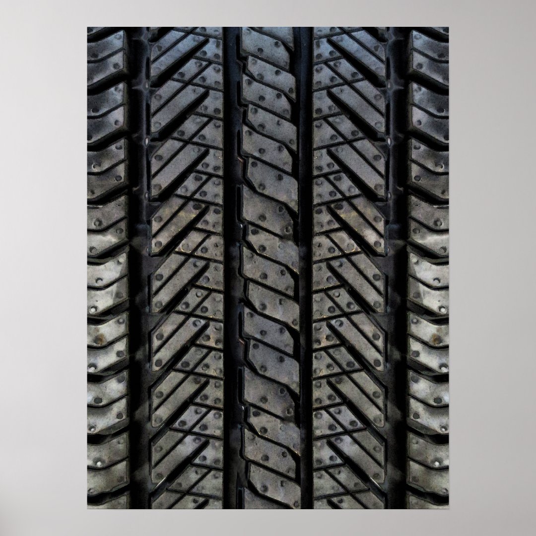 Black Rubber Tire Thread Texture Design Poster | Zazzle